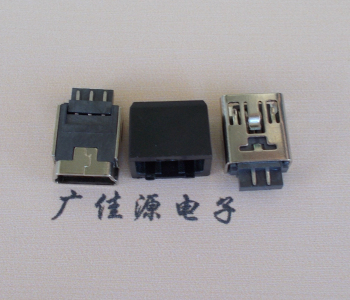 昆明MINI USB 5Pin接口 带护套焊线母座 B型180度铜壳