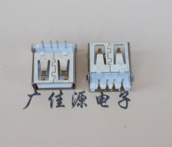 昆明USB母座接口 AF90度沉板1.9引脚4P插件白胶芯直边
