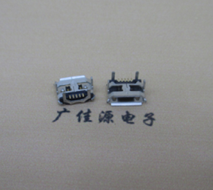 昆明Micro usb5p母座 B型口 加长2.0mm牛角 焊接图解