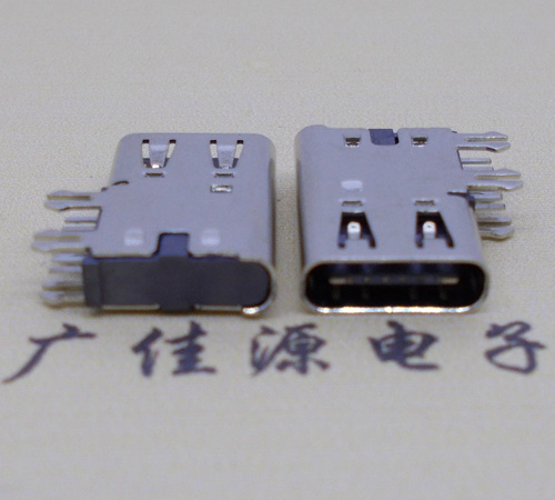 昆明侧插USB3.1接头座子.90度type-c母座.6p侧插连接器
